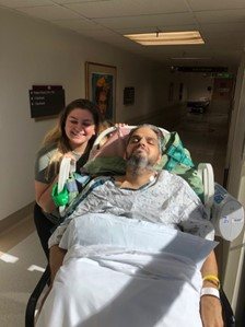 Gabey Abikzer in the period following the accident in which he lost both legs