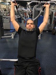Gabey Abikzer during rehabilitation after losing both legs